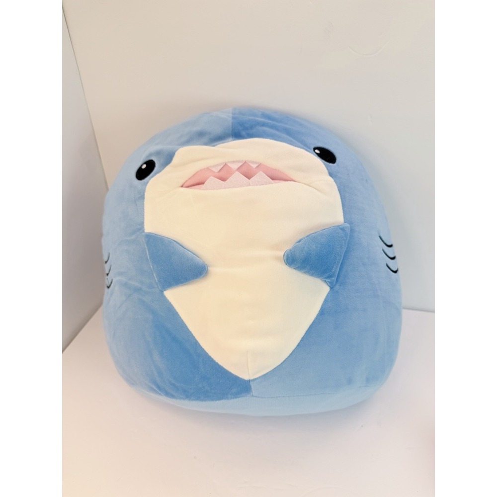 Tachippa Shark JB Blue Stuffed Animal Pillow Plush Large 13" Round 1 Prize Tag